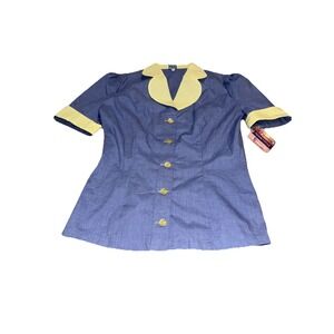 Fifty Five Collection 70's Diner Drive In Blue Shirt Womens Sz Medium 10 Made UK